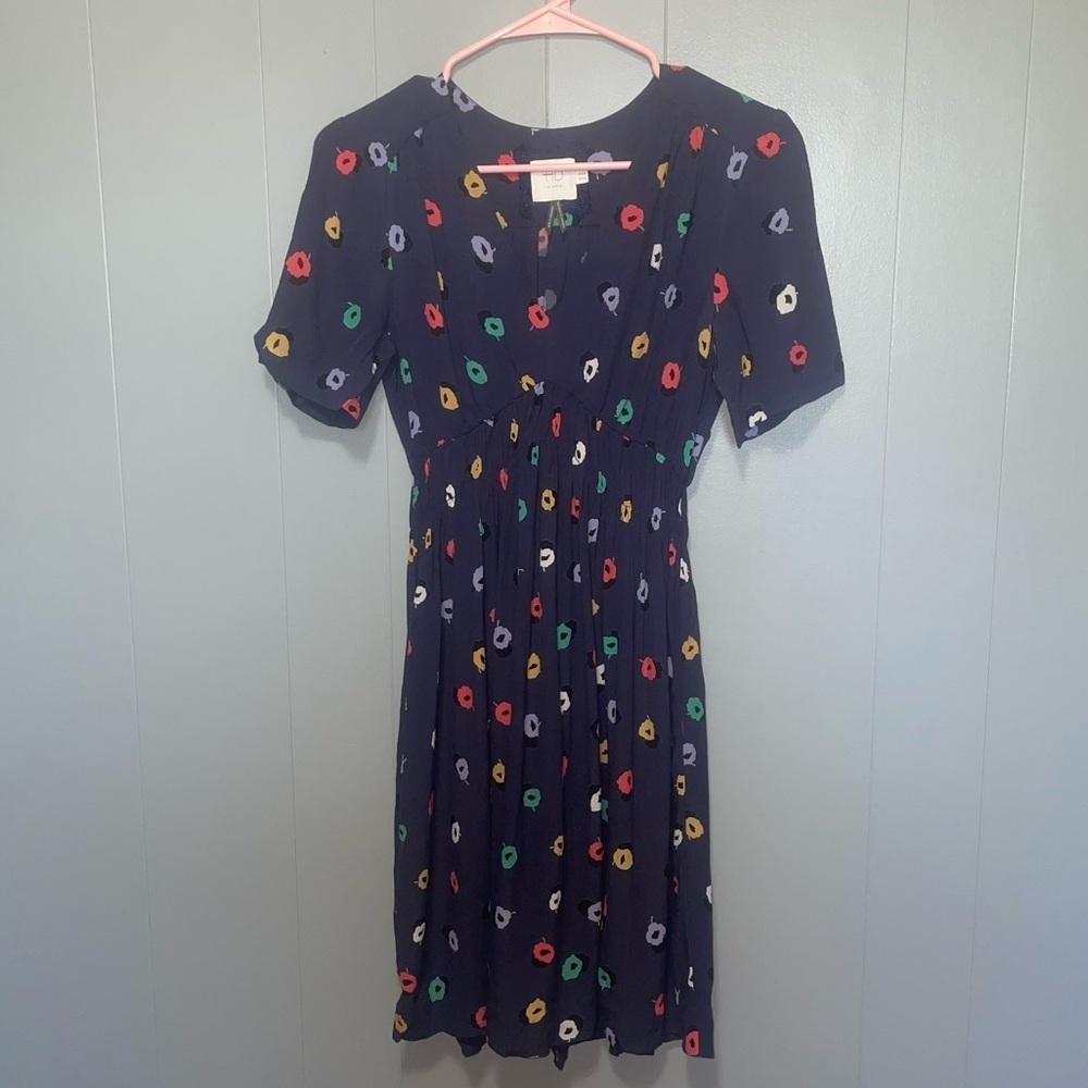 HD in Paris Anthropologie Felicity Crepe Fit Flare Abstract Poppy Print Dress 2 - Picture 8 of 8